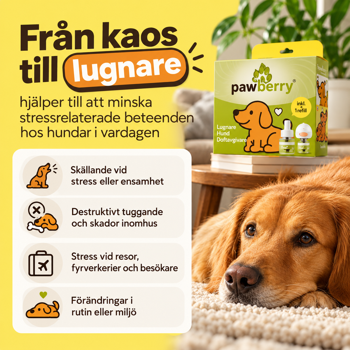 Pawberry Lugnande Doftavgivare för Hund